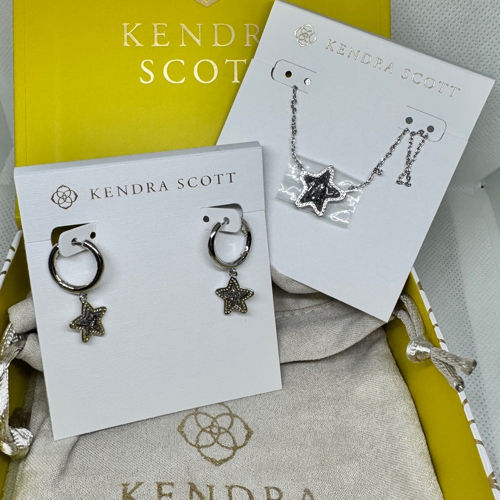 Kendra Scott Jae Star Drusy Necklace & Earrings Jewelry Set